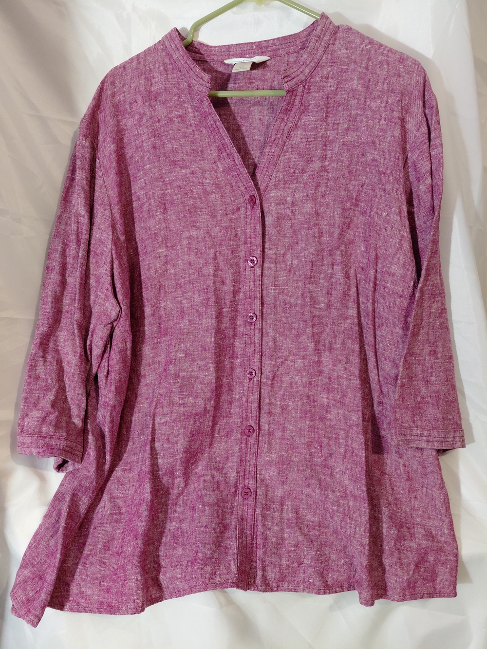 CJ Banks Heathered Magenta Button-Front Tunic